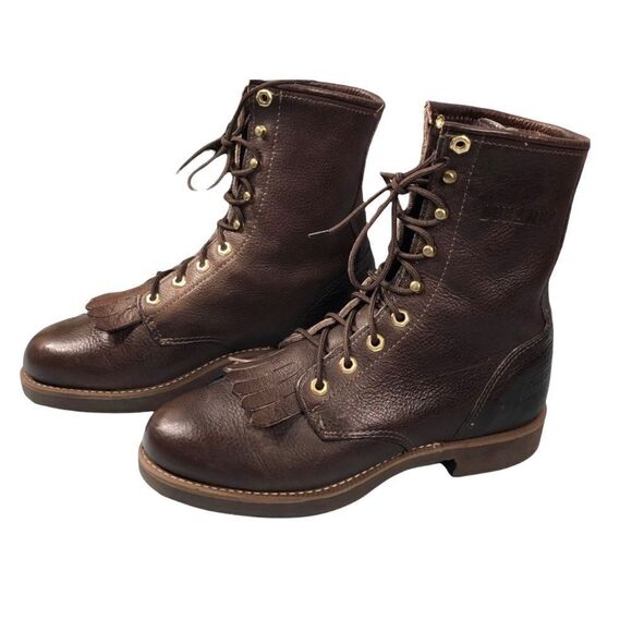 Durango Leather Lace Up Farm‎ Ranch Western Boots - Picture 1 of 8